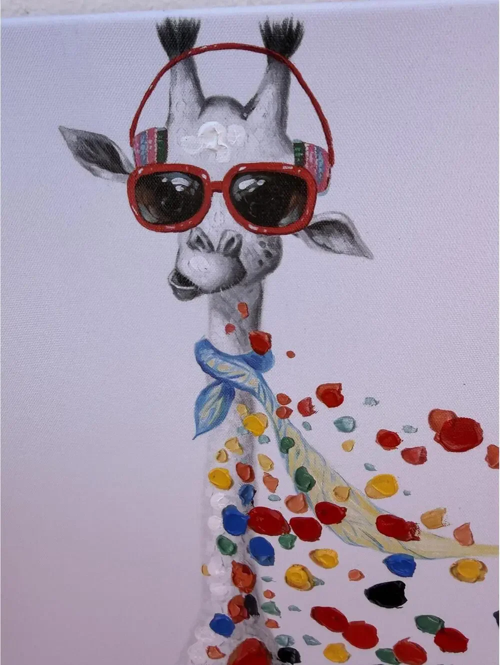 Set of 2 Giraffe With Red Glasses Painting  18x18